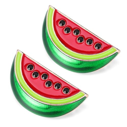 NOLITOY 2 Stück Modebewusste Wassermelonen brosche Cartoon Cardigan Clip Schmuck Damen Schal Kragenclip Anstecknadel für Jacken und Stolen Einfach zu Befestigen und Dekorieren von NOLITOY