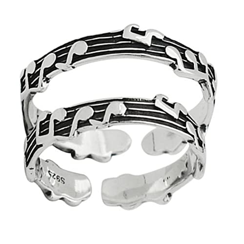 NOLITOY 2 Stück Musiknoten Ringe Offener Verstellbarer Partner Schmuck für Damen Herren Leichtes Langlebiges Design zu Valentinstag Weihnachten Geburtstag von NOLITOY