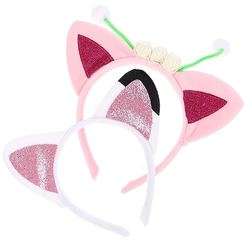 NOLITOY 2st Stirnbänder Für Kinder Glänzende Haarbänder Glänzende Haarreifen Mit Katzenohren Süße Ohrstirnbänder Katzenohr-diademe Katzenkopfstück Lustiges Kleidung Damen Cosplay Stoff von NOLITOY