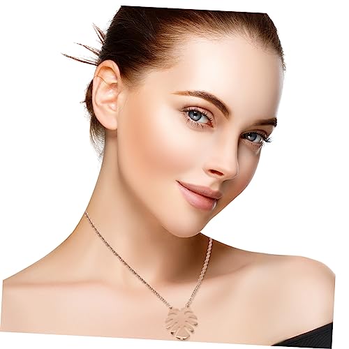 NOLITOY 2 Stück Palmblatt Halskette Damen Roségold Modischer Anhänger Tropischer Stil Design Alltag Schmuck von NOLITOY