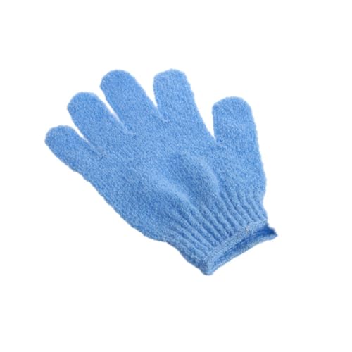 NOLITOY 2 Stück Peelinghandschuhe Nylon Dehnbare Duschhandschuhe zur Sanften Körperpeeling Schnell Trocknend mit Aufhängeschlaufe Einheitsgröße für Männer Frauen und Blau von NOLITOY