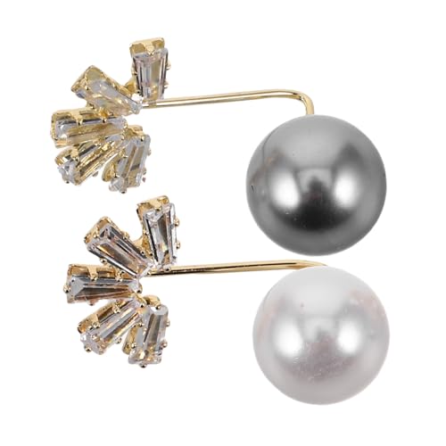 NOLITOY 2 Stück Perlenbroschen Cardigan Clips Anstecknadeln für Damen Vielseitige Einfache Anwendung Schmuckakzente für Pullover Kleider und Schals von NOLITOY