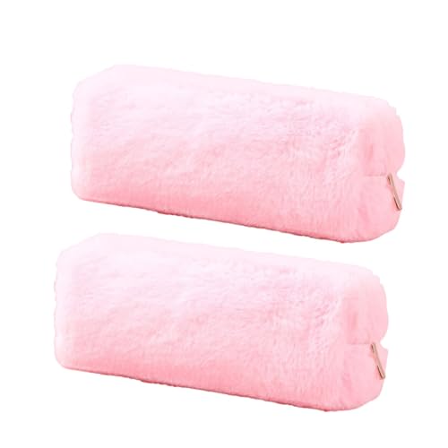 NOLITOY 2 Stück Plüsch Federmäppchen Octagonal Stiftetasche mit Reißverschluss Rosa Weicher Schreibwaren Organizer Kompakte Aufbewahrung für Schule und Kosmetik von NOLITOY