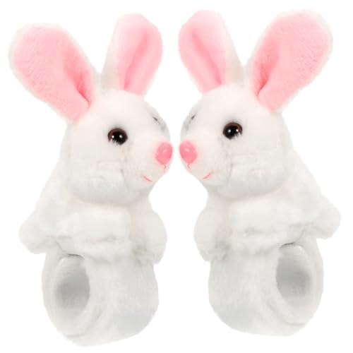 NOLITOY 2 Stück Plüsch Hasen Slap Armbänder Kindergeburtstag Party Mitgebsel Tiermotiv Kuscheliges Stofftier Spaßiges Schnapparmband Zoo Motto von NOLITOY