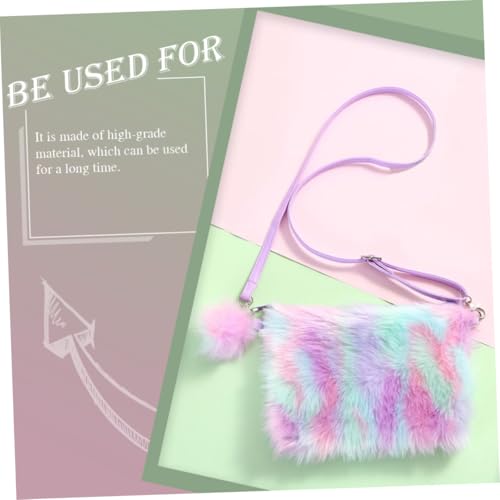 NOLITOY 2 Stück Plüsch Umhängetasche Damen Leichte Outdoor Single shoulder Bag mit Verstellbarem Riemen Kompakte Tragbare Crossbody Beuteltasche Buntem Farbverlauf Vielseitig und Modisch von NOLITOY