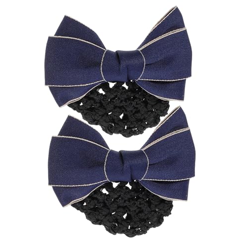 NOLITOY 2 Stück Professionelles Haarnetz mit Schleifen design Haarnetz für Dutt Klassisches Blau Geeignet für Frauen und Mädchen Vielseitiges Haarschmuck accessoire für Alltag und von NOLITOY