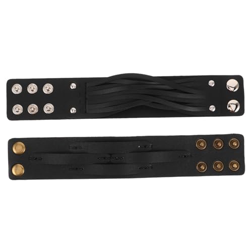 NOLITOY 2 Stück Punk Armband Herren PU Manschette Verstellbar Nietenbreit Vintage Armband Robustes Schmuckstück Für Alltag Und Party von NOLITOY