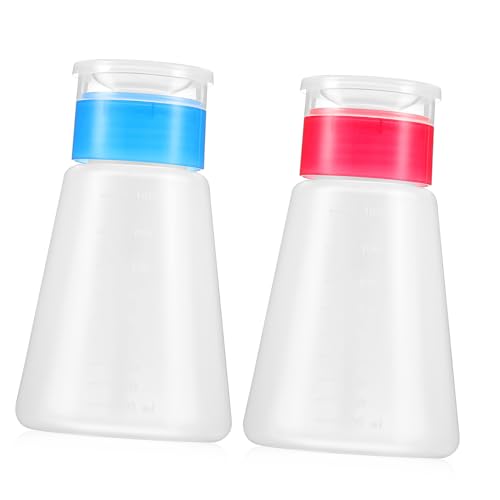NOLITOY 2 Stück Push Down Pumpspender Flaschen für Kosmetik Flüssigkeiten Kompakte Leichte Nachfüllbare Kunststoffspender mit Breiter Öffnung für Nagellackentferner und Make Up Entferner von NOLITOY