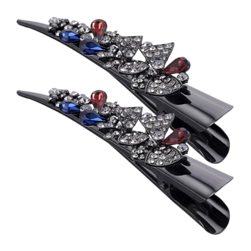 NOLITOY 2 Stück Retro-Haarspangen Aus Metall Entenschnabel-Clips Strass-Blumen-Haarspangen Mit Zähnen Haarnadeln Haarspange Stilvoll Für Frauen Und Mädchen von NOLITOY