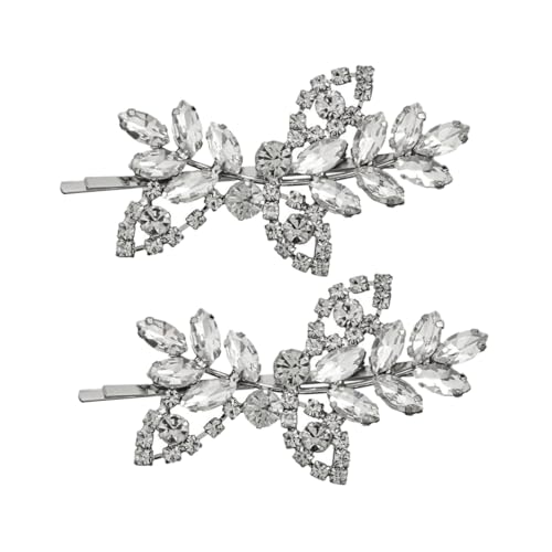NOLITOY 2 Stück Rhinestone Haarspangen Silber Design Strass Haarklammern für Teen Mädchen Elegant Haarschmuck Fixierung Verrutschen Komfortabel Alltag Party von NOLITOY