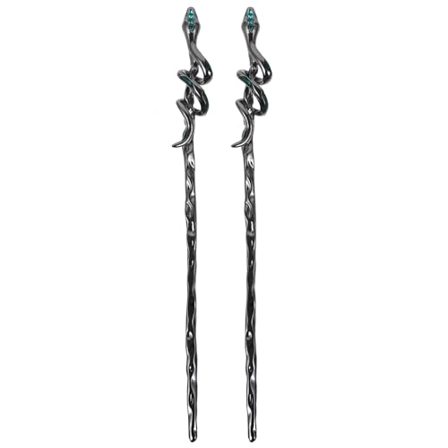 NOLITOY 2 Stück Schlangenförmige Haarstäbchen elegant Vintage -Haarklammern Stöcke Haarnadelstock Bobby schmuck stutzenhalter Mädchen Haarzubehör Schlangenhaarnadel Zinklegierung Schwarz von NOLITOY
