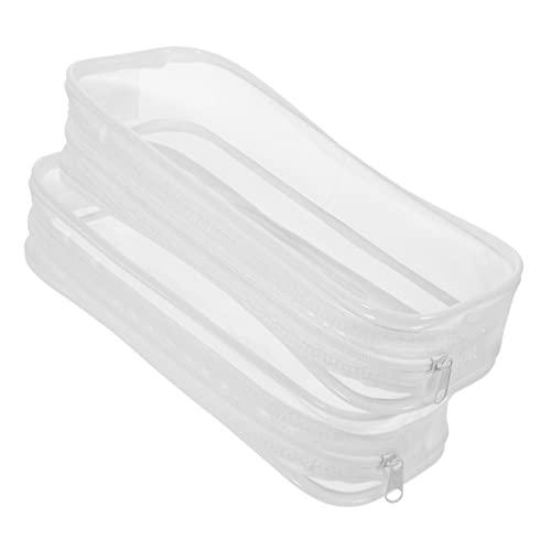 NOLITOY 2 Stück Schreibwarenstiftbeutel Bleistifttasche Mit Reißverschlussdesign Multifunktions-bleistifttasche Bencil -Fall Mit Großer Kapazität Praktische Stifttasche PVC Weiß von NOLITOY