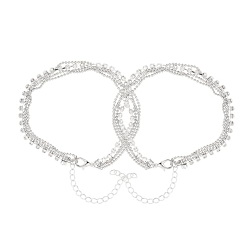 NOLITOY 2stücke Fußkettchen Für Damen Aus Silber Mit Künstlichen Diamanten Exquisites Einfach Anzulegende Fußkette Für Frauen Und Mädchen von NOLITOY