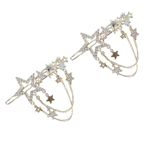 NOLITOY 2 Stück Stern Haarklammern mit Strass und Tasseln Eleganter Haarschmuck für Mädchen Vielseitige Haarspangen für Party Hochzeit Alltag und Festliche Anlässe von NOLITOY