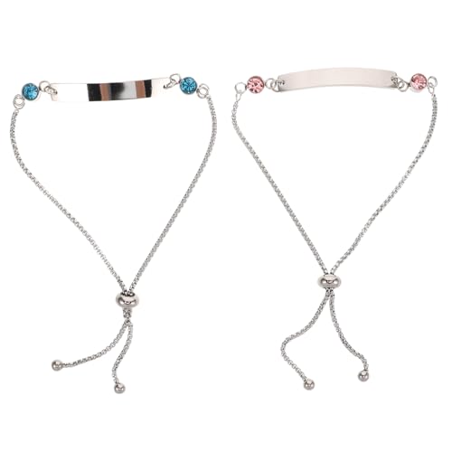 NOLITOY 2stücke Paararmbänder Aus Edelstahl Mit Verstellbarem Design Und Passendem Für Damen Und Herren Personalisierbar Mit Gravuren Und Strass-anhängern Für Individuelle Dekoration von NOLITOY