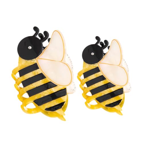 NOLITOY 2 Stück Teiliges Bienen Haarklammern mit Glitzernden Strasssteinen Rutschfeste Haarspangen für Frauen und Mädchen Tierförmige Federnde Haarklammern für Langes Dickes und Lockiges von NOLITOY
