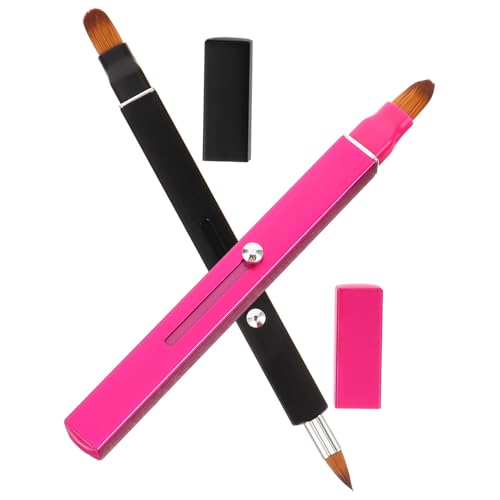 NOLITOY 2 Stück Teiliges Doppelseitiges Einziehbares Lippen Make Up Pinsel Weicher Tragbarer Lippenstift und Lipgloss Applikator mit Schutzkappe Geeignet für Damen und Professionelle von NOLITOY