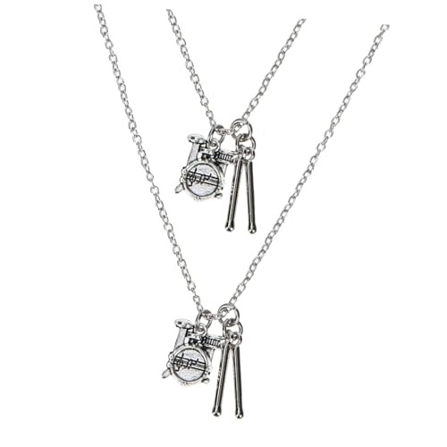 NOLITOY 2 Stück Teiliges Drumset Anhänger Halskette Dekorative Einzigartige Schlagzeug Schmuckkette für Damen Kreatives Geschenk für Schlagzeuger und Musikliebhaber von NOLITOY