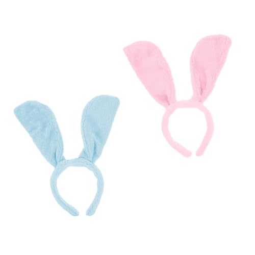 NOLITOY 2 Stück Teiliges Hasenohren Haarband Plüsch Stirnband Kostüm Haar Accessoire für Damen Mädchen Party Cosplay Ostern Geburtstag Bühnenauftritt von NOLITOY