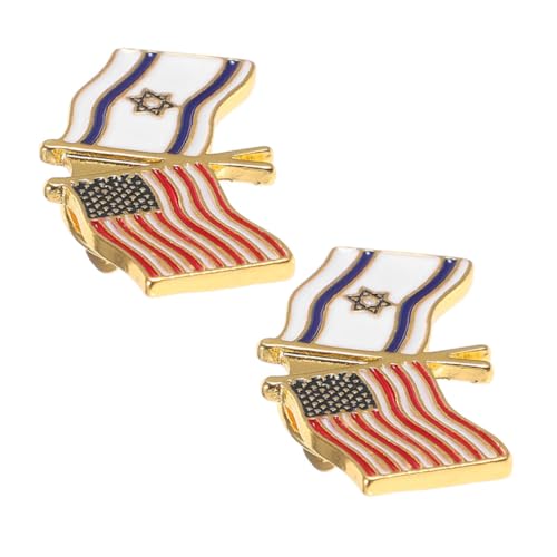 NOLITOY 2 Stück Teiliges Israel Usa Freundschafts metallabzeichen Pin Dekorative Brosche für Kleidung und Schals Sicherer Halt Wiederverwendbar Glatte Oberfläche Modisches Accessoire von NOLITOY