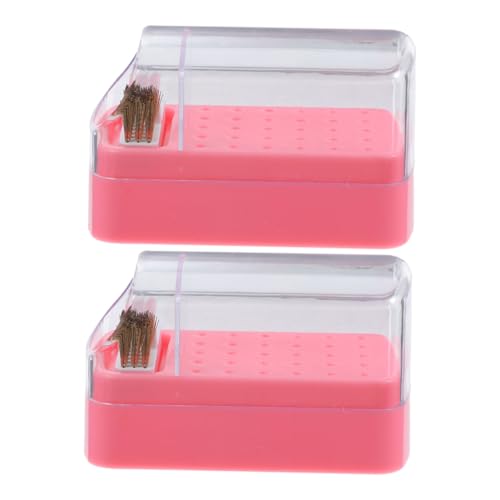 NOLITOY 2 Stück Teiliges Nagelfräser Bit Aufbewahrungsbox mit Löchern und Reinigungsbürste Langlebiger Kunststoff Nagelbohrer Halter Organizer für Maniküre Zuhause Salon Reise von NOLITOY