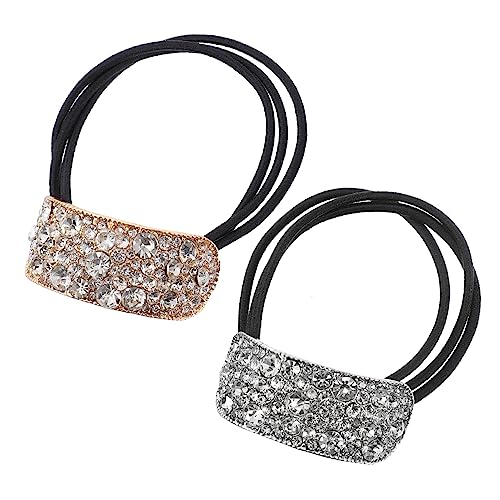 NOLITOY 2 Stück Teiliges Ponytail mit Strass Elastische Haargummis für Frauen und Mädchen Schonend und Langlebig Modischer Haarhalter für Stilvolle Pferdeschwanz Frisuren von NOLITOY
