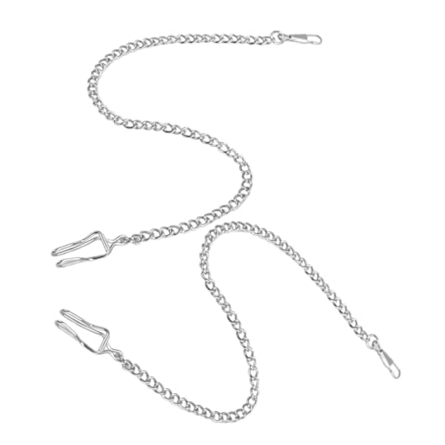 NOLITOY 2 Stück Teiliges Silbernes Taschenuhrketten Verstellbar Vielseitig Tragbar als Halskette oder Armband Modisches Schlichtes Design für Herren DIY Schmuck Zubehör von NOLITOY