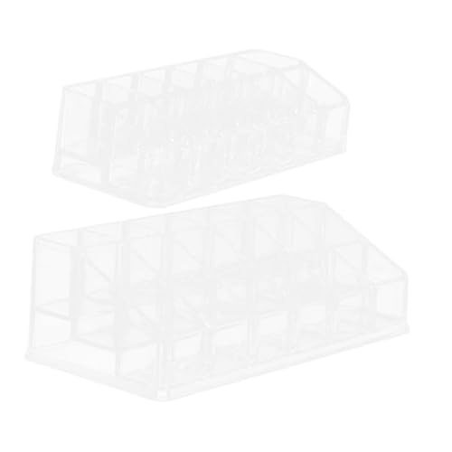 NOLITOY 2 Stück Teiliges Transparentes Lippenstift Organizer und Fächer Kosmetik Aufbewahrungsbox Leichter Make Up Halter für Schreibtisch Schminktisch Schlafzimmer und Badezimmer von NOLITOY