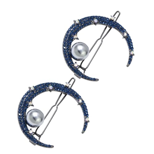 NOLITOY 2 Stück Tiara Funkelnde Haarspangen Ausgefallene Haarspangen Im Strass Stil Perlen Dekorative Haarspangen Für Frauen Himmlische Haar Accessoires Mond Haarnadel Elegante von NOLITOY