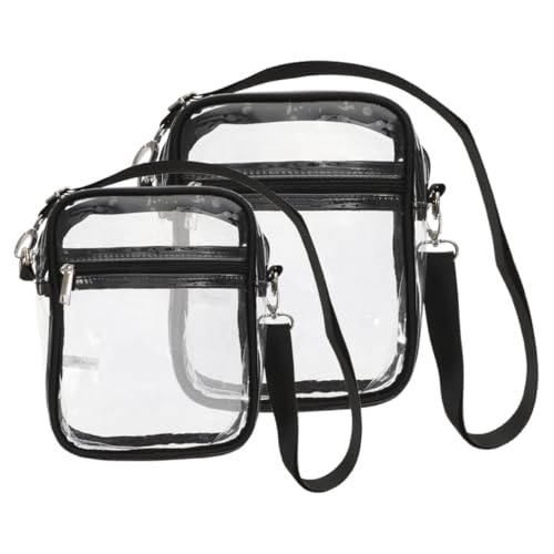 NOLITOY 2 Stück Transparente Crossbody Tasche mit Verstellbarem Schultergurt PVC Stadion umhängetasche für Konzerte und Sport Kleine und Große Transparente Damen Herrentasche mit von NOLITOY