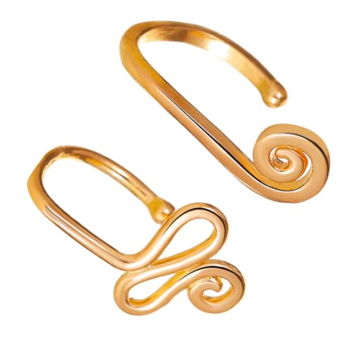 NOLITOY 2 Stück U Förmige Nasenringe Schnecken und Schlangenform Fake Nasenpiercing Schmuck Verstellbar Modisch für Damen und Herren Punk Stil von NOLITOY