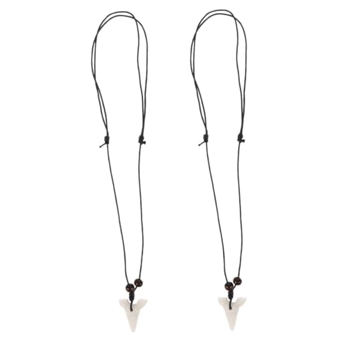 NOLITOY 2 Stück Unisex Halskette mit Realistischem Haifischzahn Anhänger aus Langlebigem Resin Modisches Schmuckstück für Herren Damen Vielseitig Tragbar für Alltag Party und Date von NOLITOY