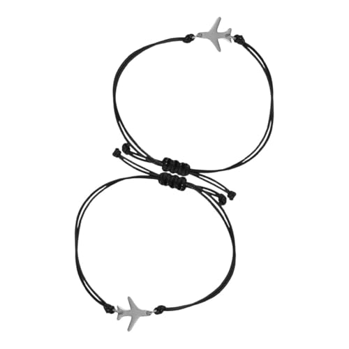 NOLITOY 2 Stück Verstellbare Herren armbänder mit Flugzeug anhänger Handgefertigte Geflochtene Freundschaftsbänder aus Schwarzem Seil für Reisen und Alltag NOLITOY 2 Stück Verstellbare Herren armbänder mit Flugzeug anhänger Handgefertigte Geflochtene Freundschaftsbänder aus Schwarzem Seil für Reisen und Alltag von NOLITOY