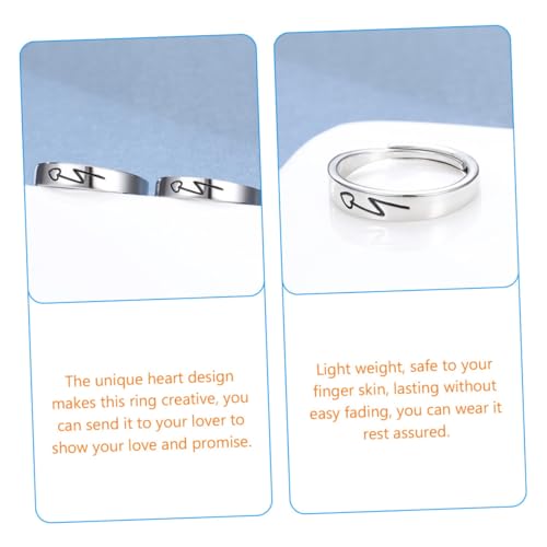 NOLITOY 2 Stück Verstellbare Partner Ringe Offene Ringe für Damen Herren Leichtes Edelstahl Schmuck Valentinstags Geschenk für Jubiläum Verlobungsring von NOLITOY