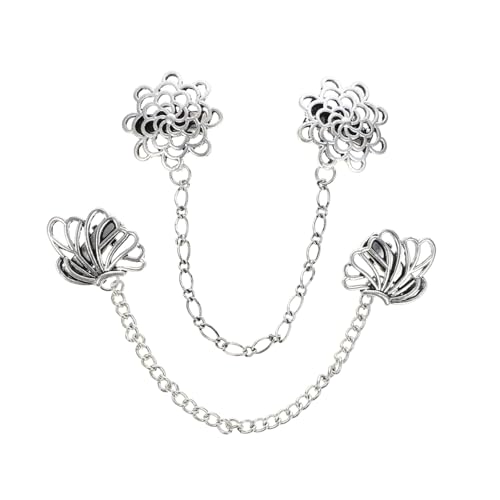 NOLITOY 2 Stück Vintage Legierung Kragenclip Brosche mit Kette Dekorativer Ansteckschmuck für Hemd Mantel Jacke Elegante Kleidung Accessoires für Damen und Herren von NOLITOY