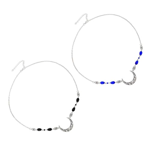 NOLITOY 2 Stück Vintage Mond Haarschmuck Filigrane Braut Kette mit Kristallanhängern Eleganter Boho Stil für Hochzeit Party Valentinstag Präzise Stabile Befestigung Damen Accessoire von NOLITOY