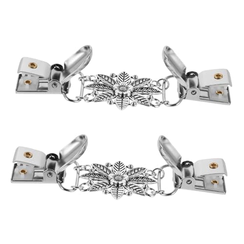 NOLITOY 2 Stück Vintage Schalclip Blumenmuster aus Robustem Zinklegierung Eleganter Cardigan Kragenclip für Damen Vielseitiger Halsschmuck für Pullover Blusen und Kleider Stilvolle von NOLITOY