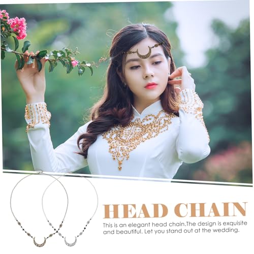 NOLITOY 2 Stück Vintage Teiliges Haarschmuck mit Mondmuster Dekorative Strass Haar Kette Braut Accessoire für Hochzeit Party und Festliche Anlässe Geeignet für Damen und Besondere Momente von NOLITOY