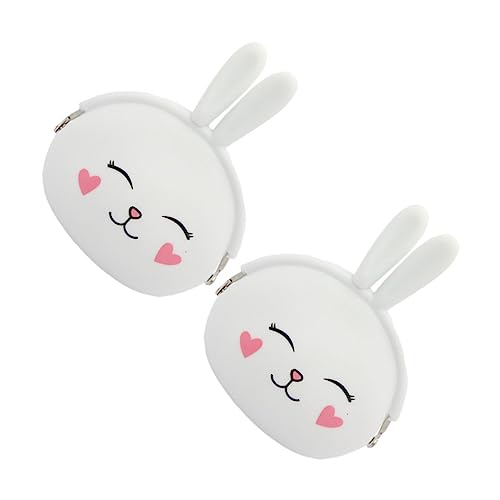 NOLITOY 2 Stück Weißer Silikon Münzbeutel im Hasen Design für Schlüssel Geldbörse Minimalistisches Design Schule von NOLITOY