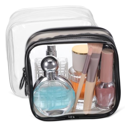NOLITOY 2 Stück wasserdichte Make Up Tasche Transparent PVC Reise Kosmetiktasche mit Reißverschluss Kleine Leichte Kulturtasche für Frauen Kompakter Organizer für Kosmetik und NOLITOY 2 Stück wasserdichte Make Up Tasche Transparent PVC Reise Kosmetiktasche mit Reißverschluss Kleine Leichte Kulturtasche für Frauen Kompakter Organizer für Kosmetik und von NOLITOY