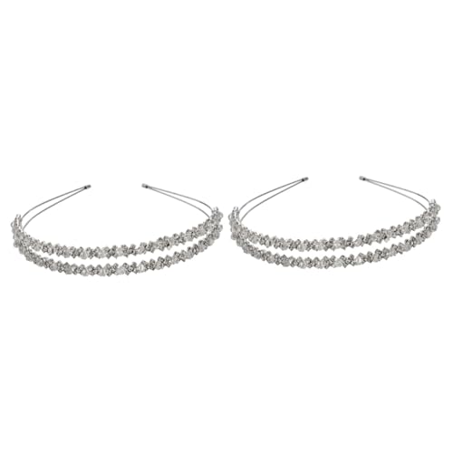 NOLITOY 2 Stücke Elegante Strass Stirnband Für Hochzeit Braut Haar Zubehör Silber Metall Für Brautjungfern von NOLITOY