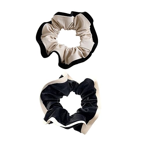 NOLITOY 2stücke Leder-haarbänder Schwarz Und Beige Praktische Haargummis Für Damen Hochwertige Haaraccessoires Für Jeden Anlass Bequem Und Schonend Für Haar Für Alltag Und Besondere von NOLITOY