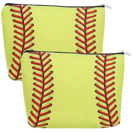 NOLITOY 2-Teilige Baseball-Make-Up-Tasche Sport-Kosmetiktasche Softball-Volleyball-Fußball-Federmäppchen Reise-Kulturbeutel Mit Reißverschluss Für Damen Mädchen Spieler Mannschaften von NOLITOY