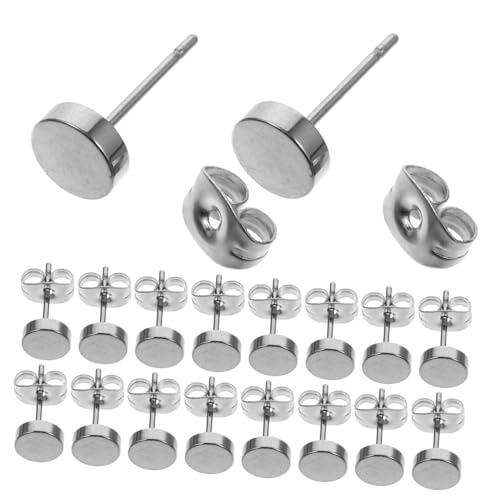 NOLITOY 20 Stück Teiliges Flache Runde Titanstahl Ohrstecker Hautfreundliche Leichte Ohrringe für Damen und Herren Stabile Allergikerfreundliche Ohrschmuck Elegantes Design für Alltag und von NOLITOY