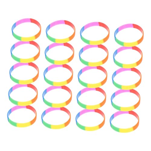 NOLITOY 20 Stück Teiliges Silikon Armband Bunte Regenbogen Handgelenkbänder Modisches Weiches Wristband für Damen Vielseitiges Accessoire für Partys Festivals und Alltag von NOLITOY