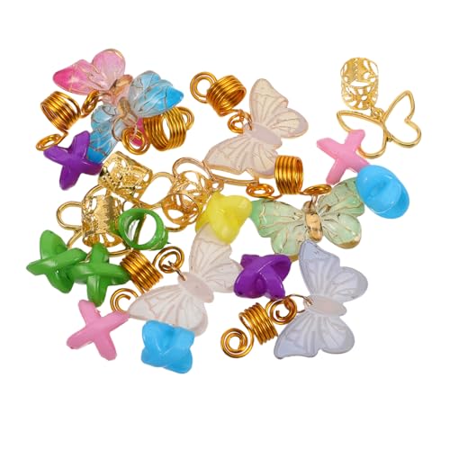 NOLITOY 20stücke Haarschmuck Für Zöpfe Schmetterlings-haarspangen Goldene Dreadlock-accessoires Haarschmuck Für Frauen Zöpfe Schmetterlinge Haarmanschetten Charms Ringe Haaranhänger von NOLITOY