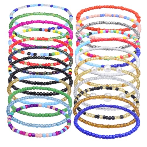 NOLITOY 24 Stück Teiliges Boho Fußkettchen Damen Bunte Perlen Knöchel Armband Strand Schmuck Sommer Beach Anklet Mix von NOLITOY