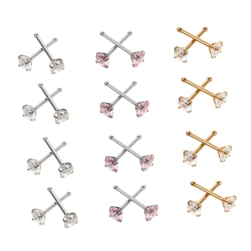 NOLITOY 24 Stück Teiliges Nasenpiercing Damen Chirurgenstahl Nasenringe mit Zirkonia Gerader Nasenstecker Hautfreundlich Rostfrei Modischer Schmuck für Alltag und von NOLITOY