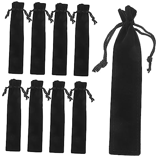 NOLITOY 25 Stück Schwarze Stiftetuis aus Flanell Kordelzug Stiftbeutel für Schreibwaren Praktische Aufbewahrungstasche für Schule und Zuhause von NOLITOY