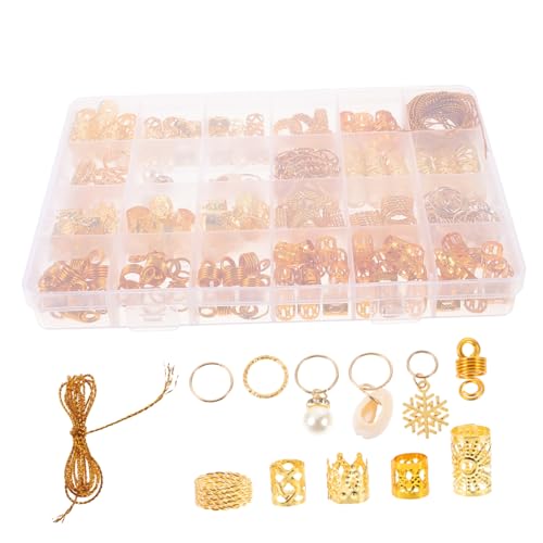 NOLITOY 257stücke Dreadlocks Schmuck Goldene Perlen Haarringe Verstellbare Haaraccessoires Für Zöpfe Stylische Und Einzigartige Dreads Charms Für Kreative Frisuren von NOLITOY